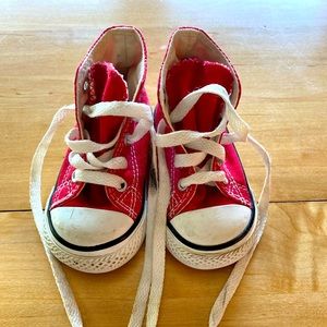 Converse Baby Toddler Chuck Taylor Lace Up Red Sneakers Size 4 All Star Punk